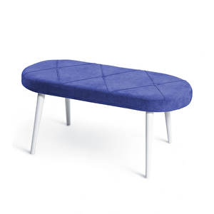 Bench - Jerika Mavi - Ahşap Beyaz Ayak Mavi