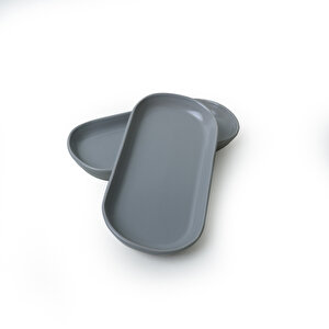 Mat Gri Noyan Kayık Tabak 26 Cm 2 Adet 995