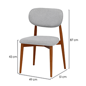 Parma Sandalye - Mense Gri Kumaş - Ahşap İskelet - Salon Sandalyesi / Mutfak Sandalyesi