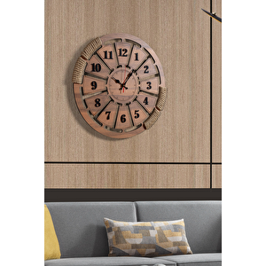 Dekoratif Ahşap Duvar Saati (60 X 60cm) Siyah Rakamlı