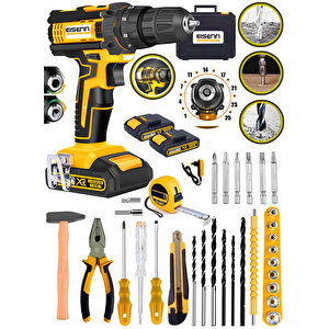 Eisenn 398 Vf 25 Tork Kademeli 2 Akülü Vidalama + 37 Parça Komple Usta Alet Seti