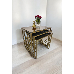 Venice Gold Metal Ayaklı, Bronz Aynalı Zigon Sehpa
