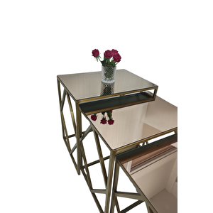Venice Gold Metal Ayaklı, Bronz Aynalı Zigon Sehpa