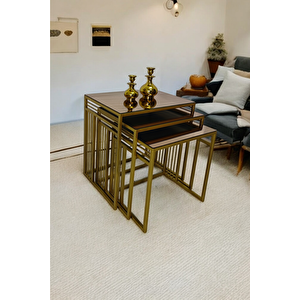 Milano Gold Metal Ayaklı Bronz Aynalı Zigon Sehpa