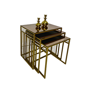 Milano Gold Metal Ayaklı Bronz Aynalı Zigon Sehpa