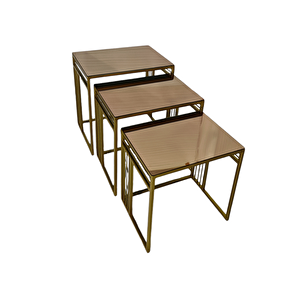 Milano Gold Metal Ayaklı Bronz Aynalı Zigon Sehpa