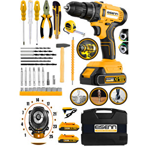 37 Parça Komple Usta Alet Seti + X-torq 398 Vf 25 Tork Kademeli 2 Akülü Vidalama