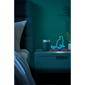 Kedi Figürlü Neon Gece Lambası