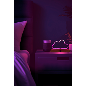 Bulut Figürlü Pembe Neon Gece Lambası