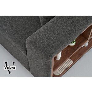 Rengar Köşe Takımı & Yataklı Bazalı Keten Kumaş Köşe Koltuk Takımı - Antrasit