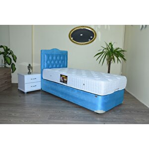 Baza Yatak Başlık 17489 Çelik Baza Turkuaz Renk Ort Yatak Kapiton Başlık 100*200