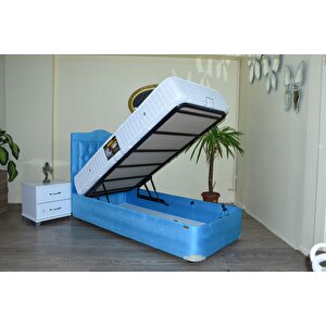 Baza Yatak Başlık 17489 Çelik Baza Turkuaz Renk Ort Yatak Kapiton Başlık 100*200