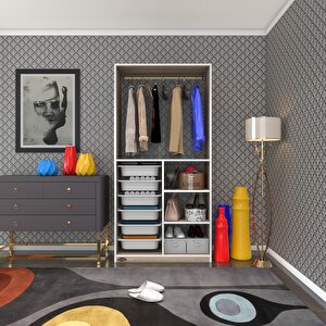 Giysi Dolabı Yalın Crd 180*090*30 Kapaksız Arkalıksız 6 Sepetli