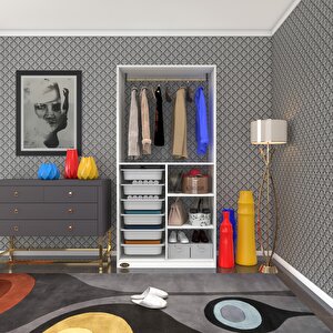 Giysi Dolabı Yalın Byz 180*090*30 Kapaksız Arkalıksız 6 Sepetli