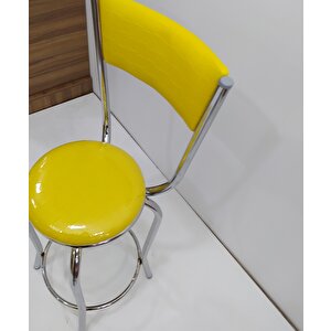 Sandalye 17867 Bar Yüksek Model Sarı 1ad Metal Çelik Nikelaj Suni Deri El Yapım