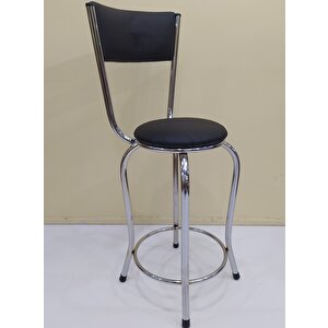 Sandalye 17868 Bar  Yüksek Model Siyah 1ad Metal Çelik Nikelaj Suni Deri El Yapı