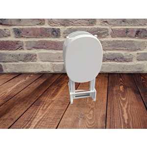 Zigon Sehpa Oval Çanta Ahşap Mdf Model Torna Parlak Beyaz Lake Boya El Yapım