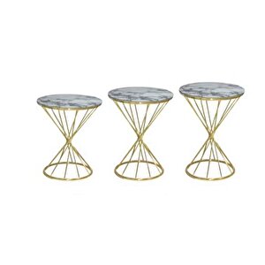 Brc Zigon Ri̇voli̇ Model Beyaz Mermer Temper Cam Metal Gold Renk Kaplama El Yapım