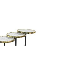 Brc Zigon 17517 Oli̇mpi̇k Beyaz Mermer Kırılmaz Cam Metal Gold Kaplam Ayak El Yapım
