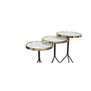 Brc Zigon 17517 Oli̇mpi̇k Beyaz Mermer Kırılmaz Cam Metal Gold Kaplam Ayak El Yapım
