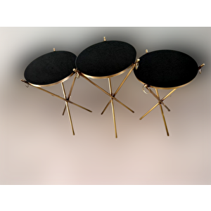 Brc Küpe 17628 Zigon Metal Bakır Eskitme Gold Renk Ayak Kırılmaz Siyah Cam Tabla