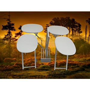 Zigon Sehpa Oval Çanta Ahşap Mdf Model Torna  Parlak Beyaz Lake Boya El Yapım