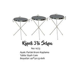 Brc 17523 Zigon Küpe Metal Gümüş Krom Renk Ayak Kırılmaz Temper Siyah Cam Tabla