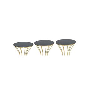 Brc 17528 Zigon Kumsaat Şik Düz Siyah Temper Cam Metal Gold Renk Kaplam El Yapım