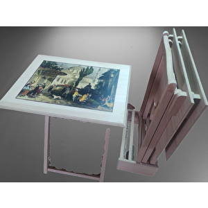 Çanta Zigon 17425 Resi̇mli̇ Büyük Model Parlak Bayaz Lake Kayın Ayak Mdf El Yapım