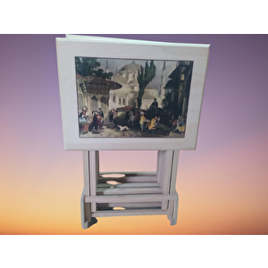 Çanta Zigon 17425 Resi̇mli̇ Büyük Model Parlak Bayaz Lake Kayın Ayak Mdf El Yapım