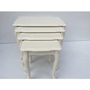Zigon 17641 Klasik Model Sehpa Parlak Lake Krem Kayın Aslan Ayak Kutu Sevk Elyapı