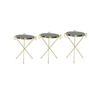 Brc 17525 Küpe Model Metal Çelik Gold Renk Kaplama Düz Siyah Temper Cam El Yapım