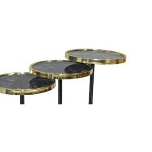 Brc Zigon17518  Oli̇mpi̇k Siyah Mermer Desen Temper Cam Metal Gold Renk Kaplama