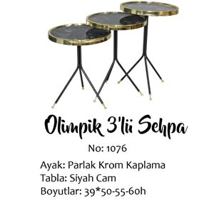 Brc Zigon17518  Oli̇mpi̇k Siyah Mermer Desen Temper Cam Metal Gold Renk Kaplama