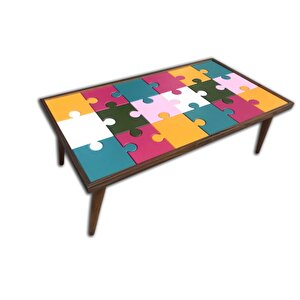 Orta 17723 Sehpa St Puzzle Bulmaca Kayın Üstü Cam Çocuk Gelişime Destek Ürün
