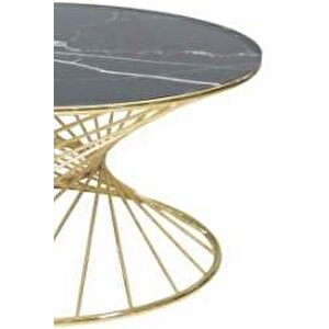 Brc 17551 Orta Sehpa Ri̇voli Siyah Mermer Cam Metal Gold Renk Kaplam Ayak El Yapım
