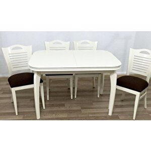Masa 17754 Muz Merdiven Sandalye Klasik Model Tk Parlak Lake Beyaz Kayın Muz Ayak