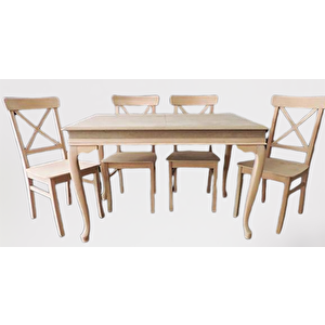 Masa Sandalye 17753 Tk Klasik Model Ham Kayın Aslan  Ayak Ve Tabla Çapraz Sandaly