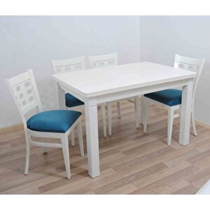Masa -sandalye 17752 Tk Klasik Model 9göz Kayın Torna Parlak Beyaz Sandalye Sabit