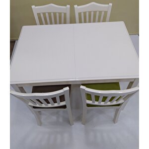 Masa -sandalye 17864 Mutfak Klasik Model Kayın Ayk Açıl Tabla Parlak Beyaz Kumaş