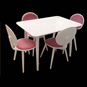 Masa-sandalye 17775 Papel Takm Model Kayın Kaplama Sandalye Açılır Parlak Beyaz