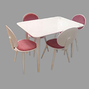 Masa-sandalye 17775 Papel Takm Model Kayın Kaplama Sandalye Açılır Parlak Beyaz