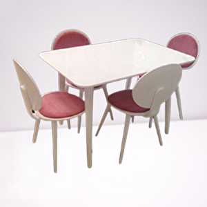 Masa-sandalye 17775 Papel Takm Model Kayın Kaplama Sandalye Açılır Parlak Beyaz