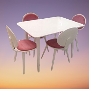Masa-sandalye 17775 Papel Takm Model Kayın Kaplama Sandalye Açılır Parlak Beyaz