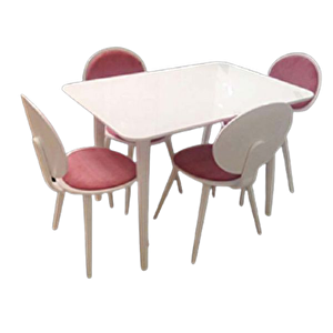 Masa-sandalye 17775 Papel Takm Model Kayın Kaplama Sandalye Açılır Parlak Beyaz