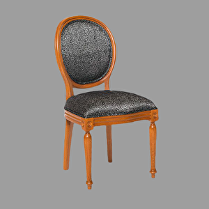 Sandalye 17789 Madalyon Model Kayın Retro Ayak Parlak Ceviz Natüre Kum Örgü Kumaş