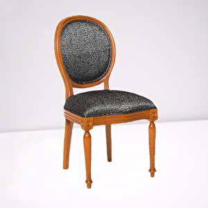 Sandalye 17789 Madalyon Model Kayın Retro Ayak Parlak Ceviz Natüre Kum Örgü Kumaş