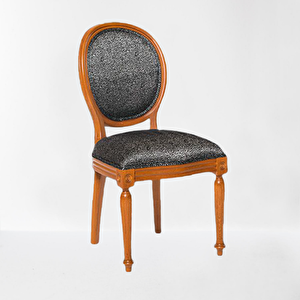 Sandalye 17789 Madalyon Model Kayın Retro Ayak Parlak Ceviz Natüre Kum Örgü Kumaş