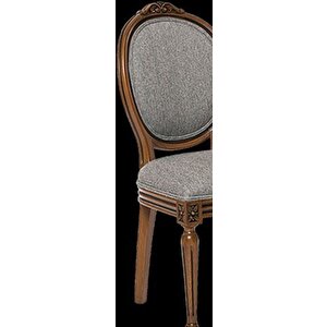 Sandalye 17767 Madalyon Model Kayın Retro Ayak Parlak Ceviz Natüre Kumlu Kumaş