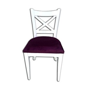 Sandalye 138440 Çapraz Model Kayın Retro Ayak Babyfac Kumaş Döşeme Beyaz El Yapım